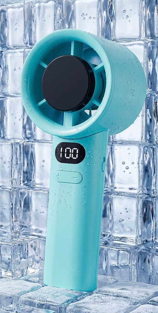 Viclavo ArcticFlow Handventilator, tragbarer Handventilator mit blauer Gehäuse und Klappgriff, ideal für unterwegs.
